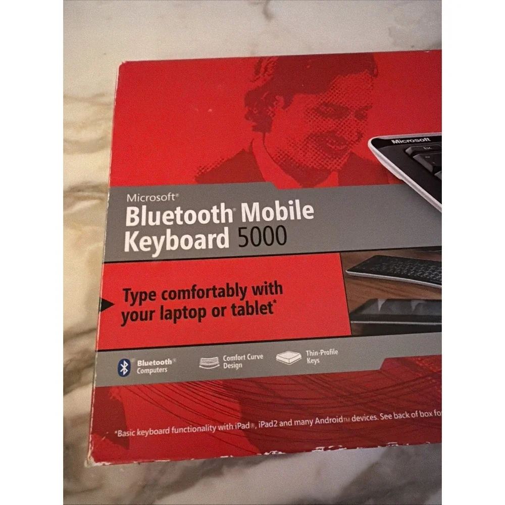 Microsoft Keyboard Black Bluetooth Mobile 5000 Comfort‎ Curve Ergonomic 1390